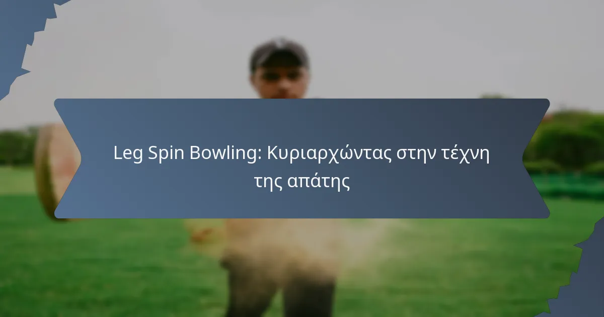 Leg Spin Bowling: Κυριαρχώντας στην τέχνη της απάτης