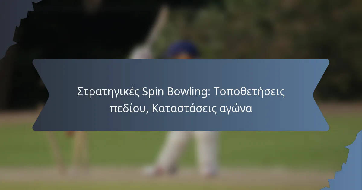 Στρατηγικές Spin Bowling: Τοποθετήσεις πεδίου, Καταστάσεις αγώνα