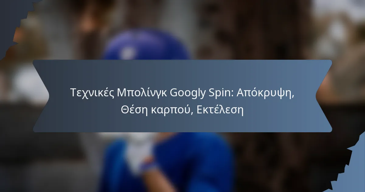 Τεχνικές Μπολίνγκ Googly Spin: Απόκρυψη, Θέση καρπού, Εκτέλεση