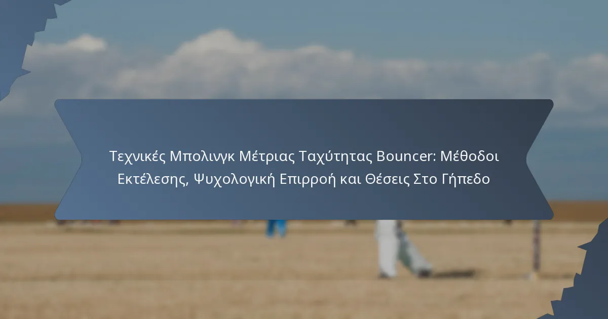 Τεχνικές Μπολινγκ Μέτριας Ταχύτητας Bouncer: Μέθοδοι Εκτέλεσης, Ψυχολογική Επιρροή και Θέσεις Στο Γήπεδο