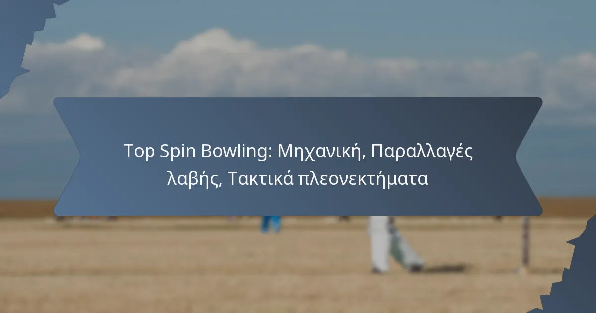 Top Spin Bowling: Μηχανική, Παραλλαγές λαβής, Τακτικά πλεονεκτήματα